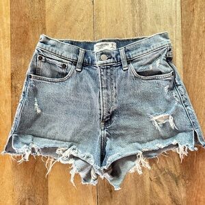 Abercrombie high rise cutoff denim shorts - destroyed wash